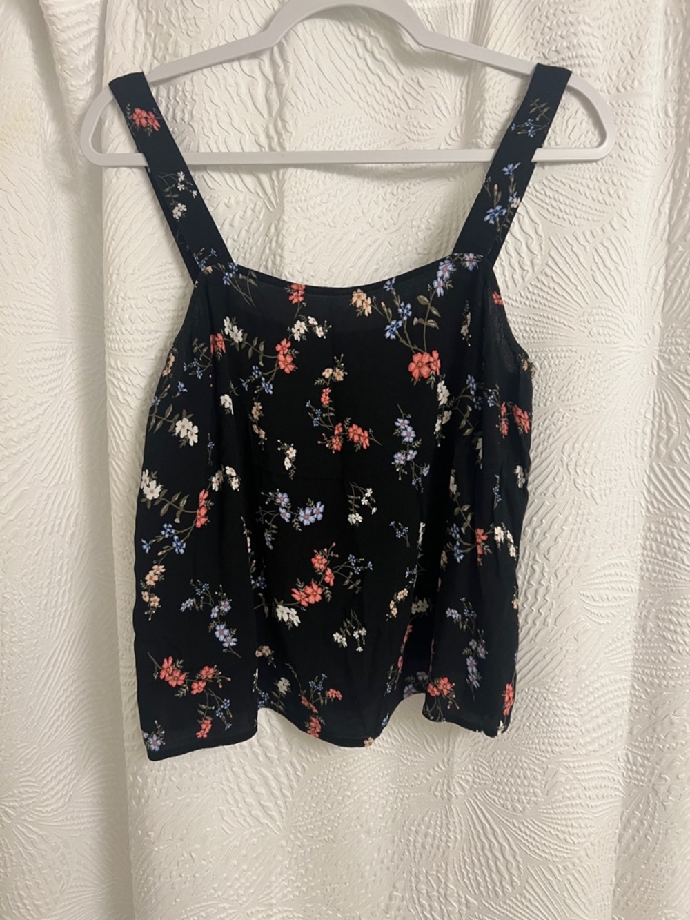 Women’s Black Floral Tank Top - Lightweight Summer Cami